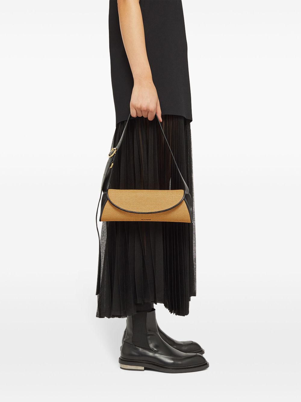 Borsa a tracolla piccola Cannolo in rafia intrecciata Jil Sander 