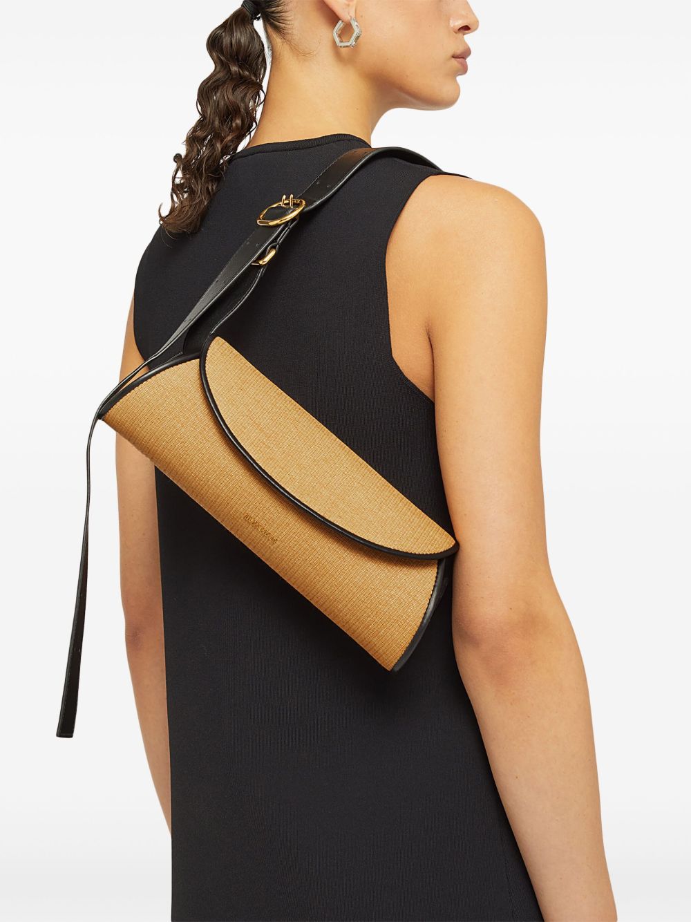 Borsa a tracolla piccola Cannolo in rafia intrecciata Jil Sander 