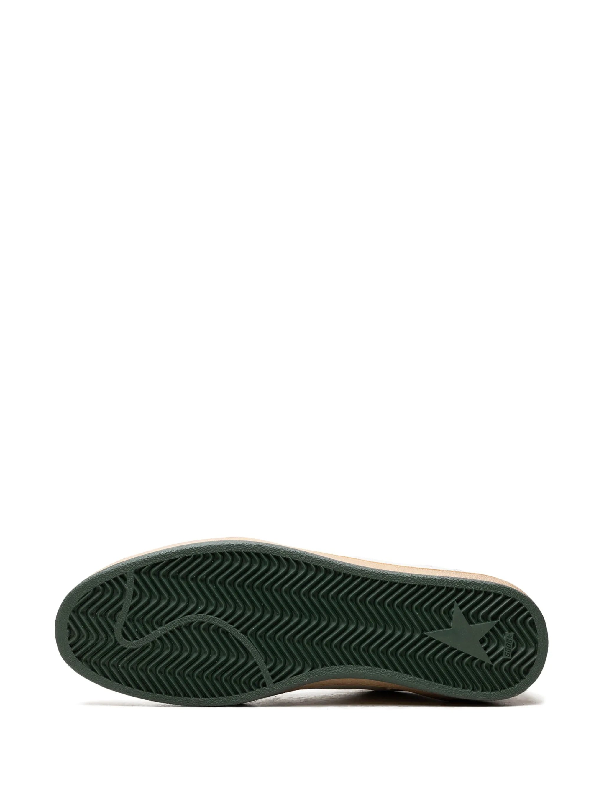Golden Goose Ball Star Trainers in White Nappa Leather with Green Leather Star and heels tab