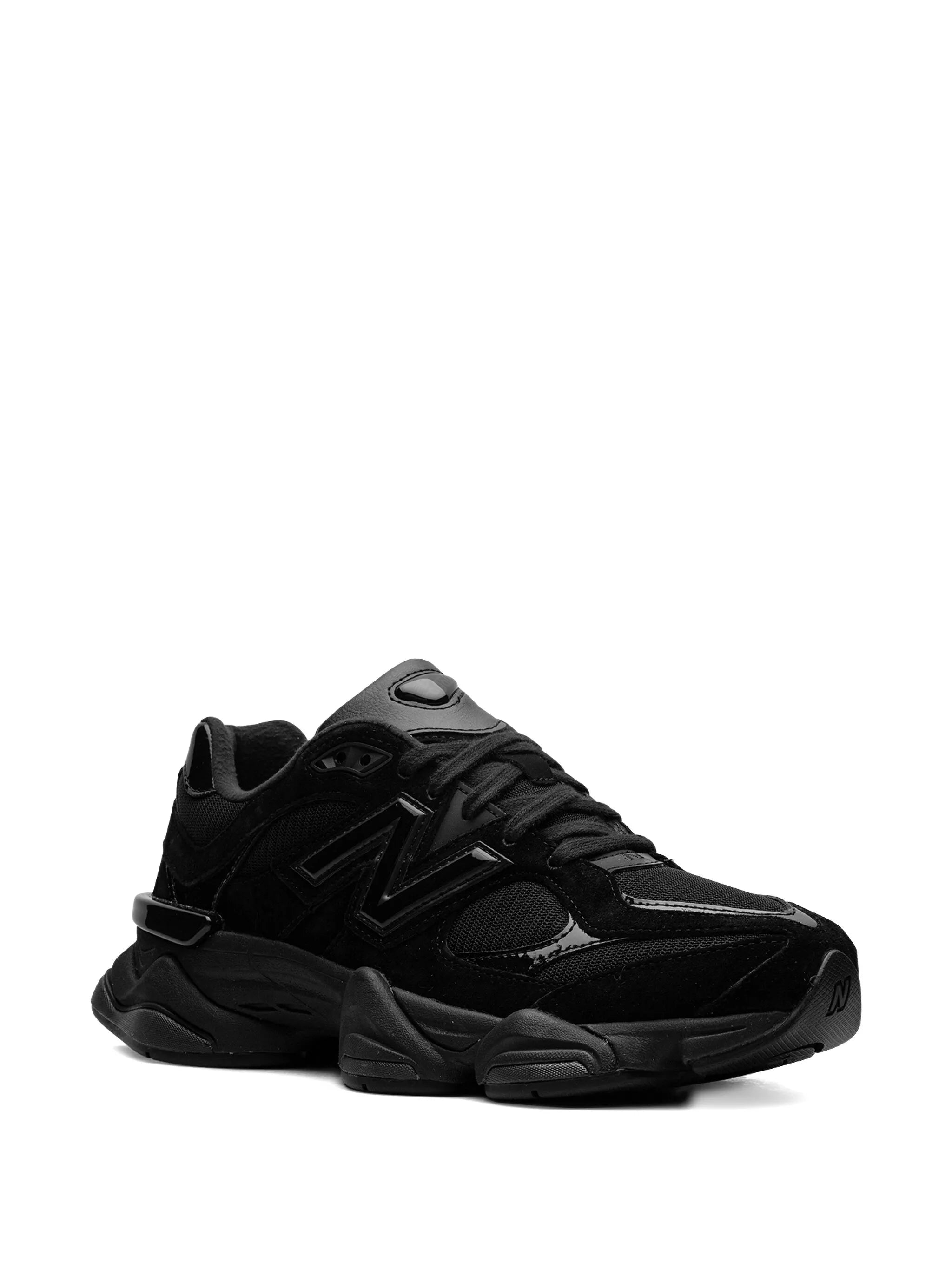 New Balance 9060 Triple Black Patent Sneakers
