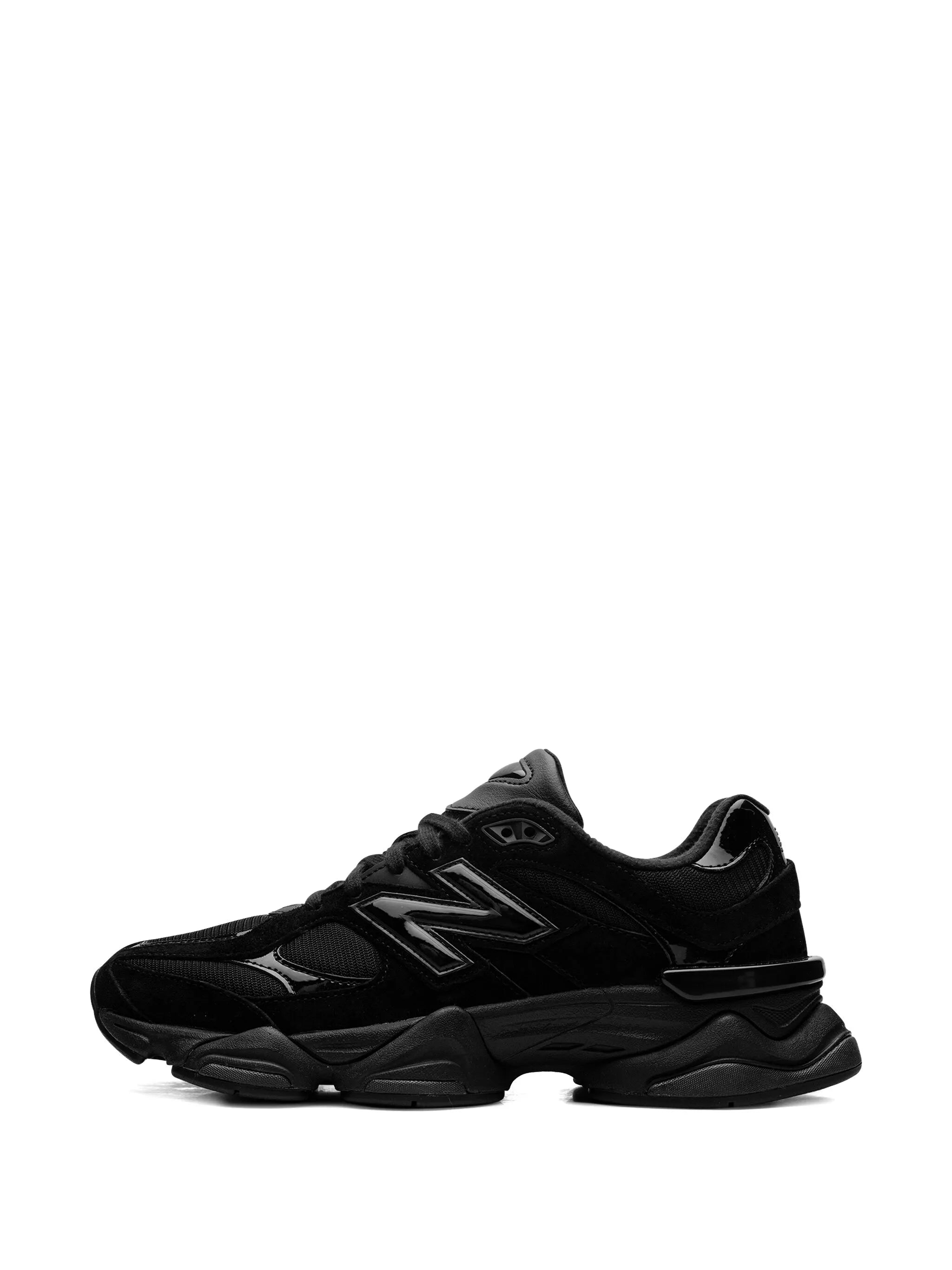 New Balance 9060 Triple Black Patent Sneakers