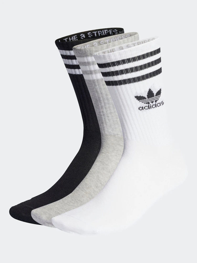 adidas Originals Black/Grey/White Mid Cut Crew Socks