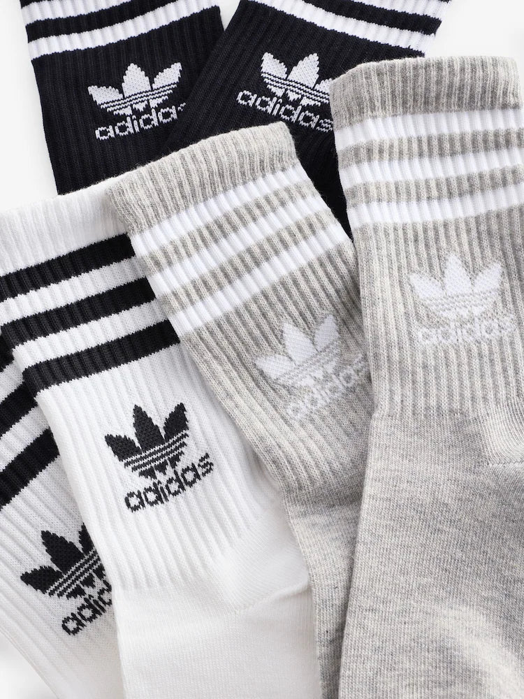 adidas Originals Black/Grey/White Mid Cut Crew Socks