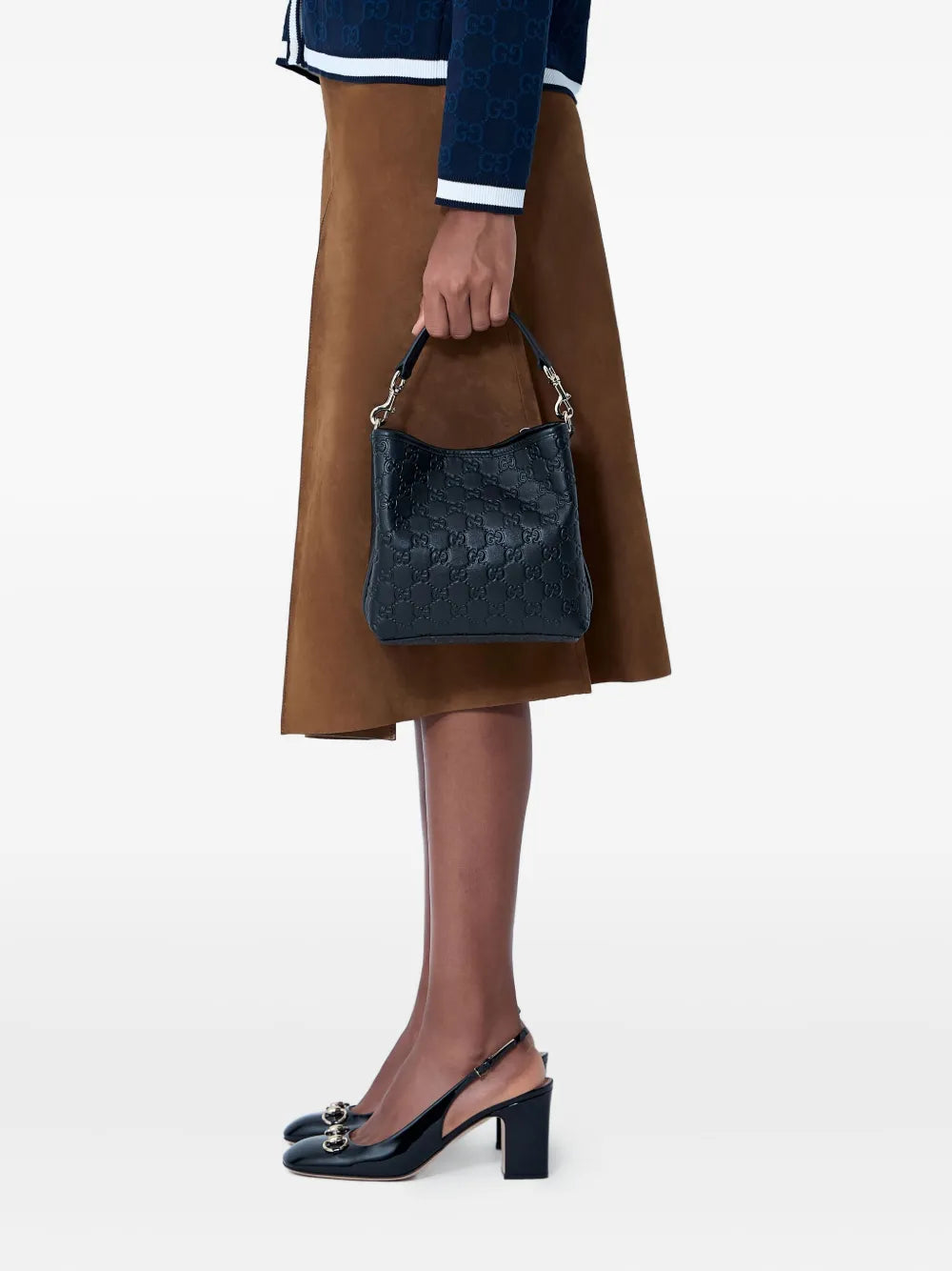 Gucci Small GG Emblem Leather Tote Bag
