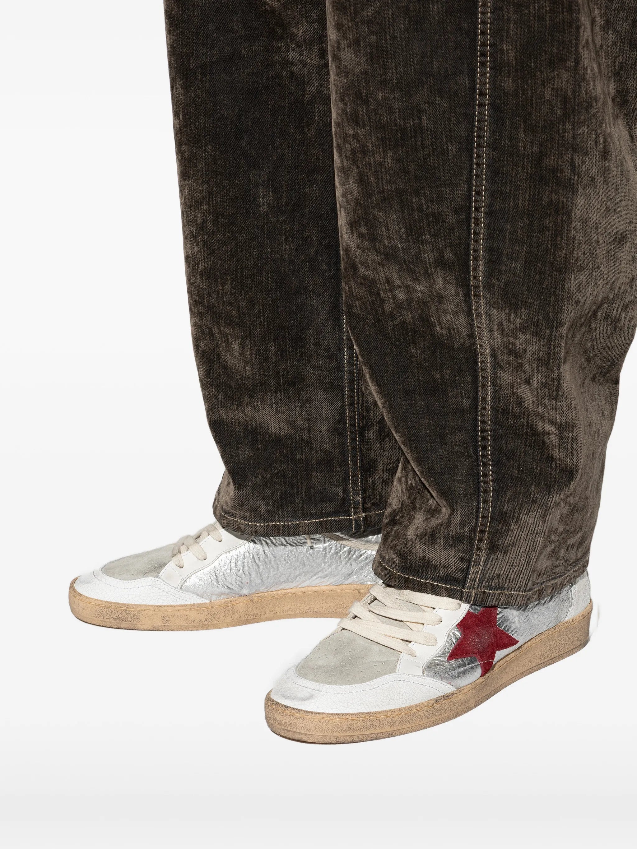 Golden Goose Ball Star Silver-tone Sneakers