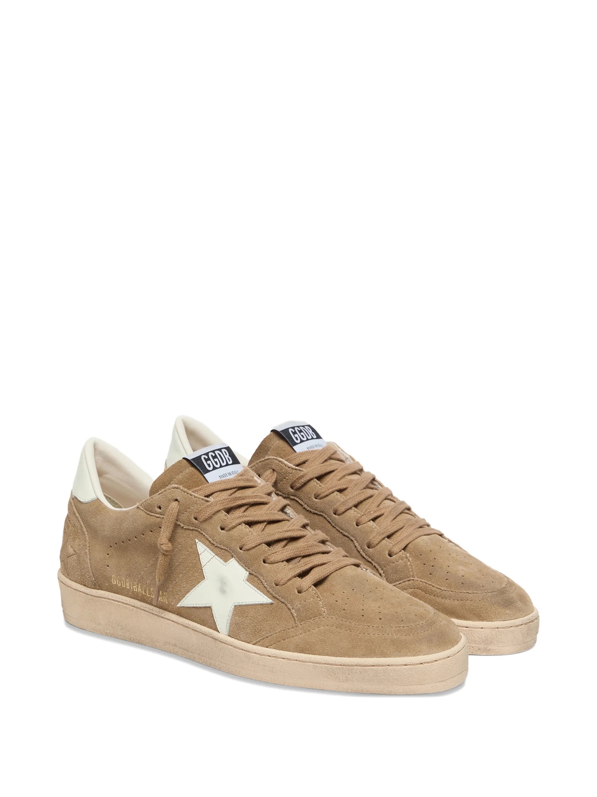 Golden Goose Ball Star in Brown Suede with White Leather Star Sneakers