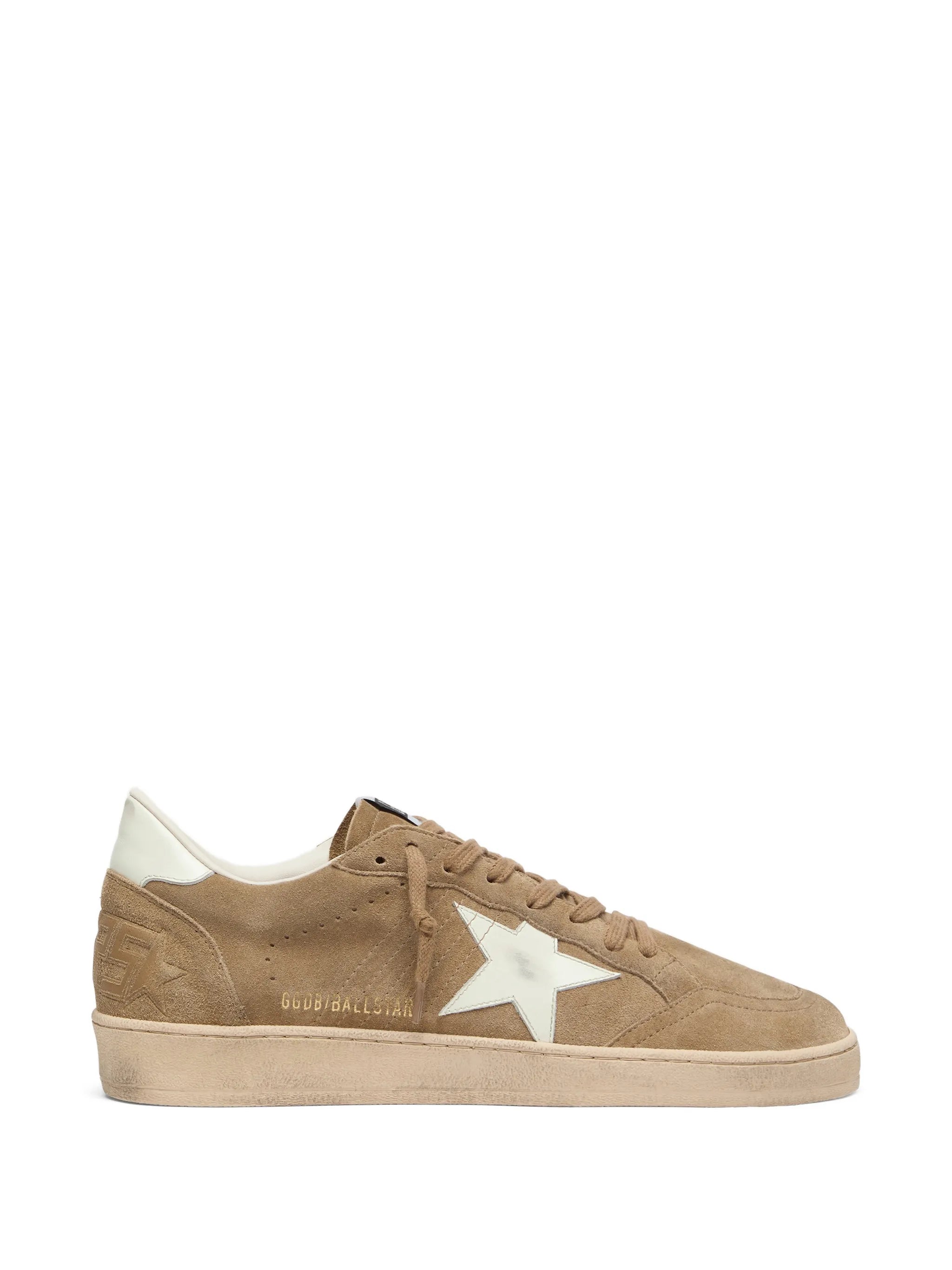 Golden Goose Ball Star in Brown Suede with White Leather Star Sneakers