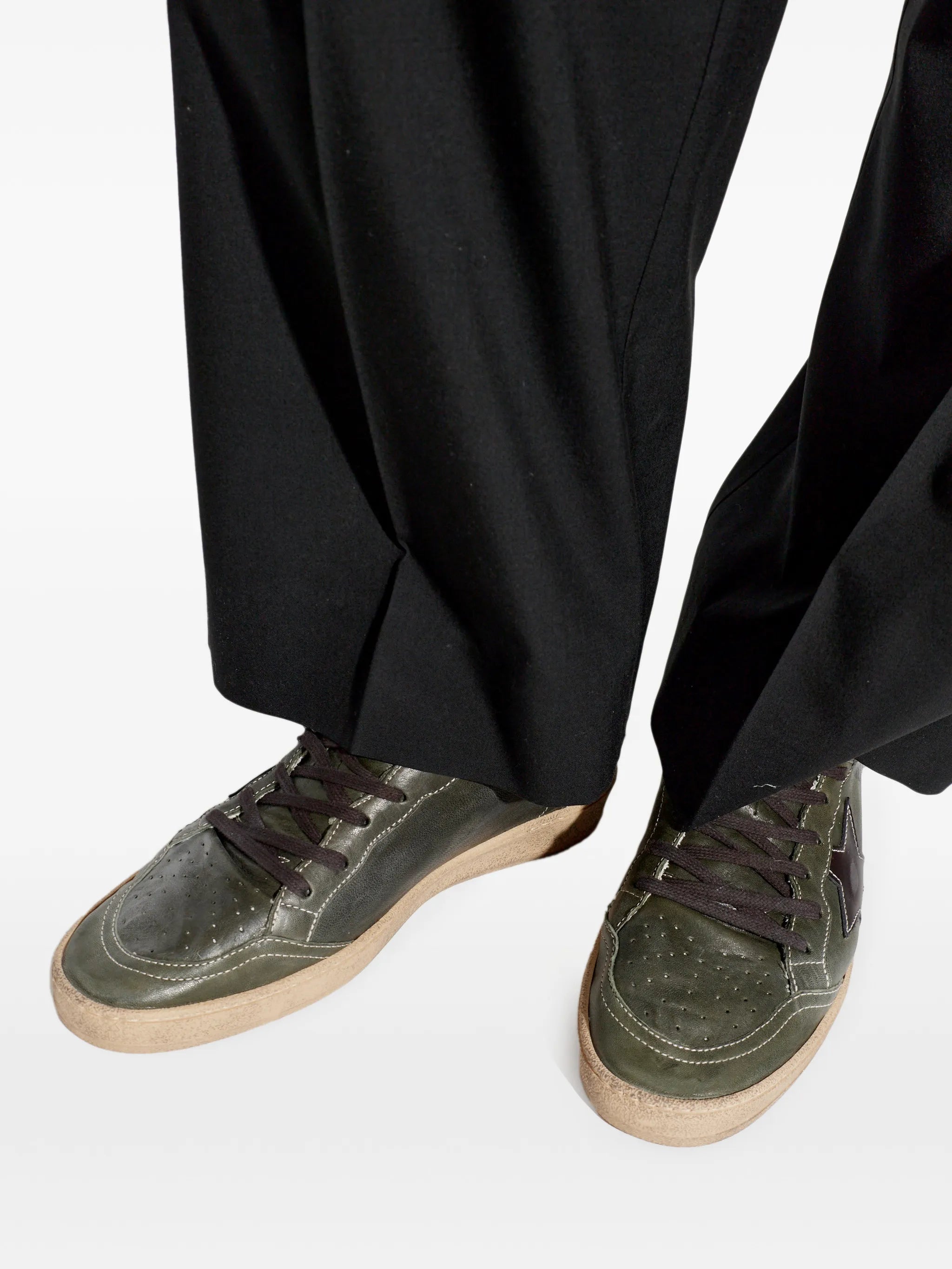 Golden Goose Ball Star distressed-effect Dark Green sneakers