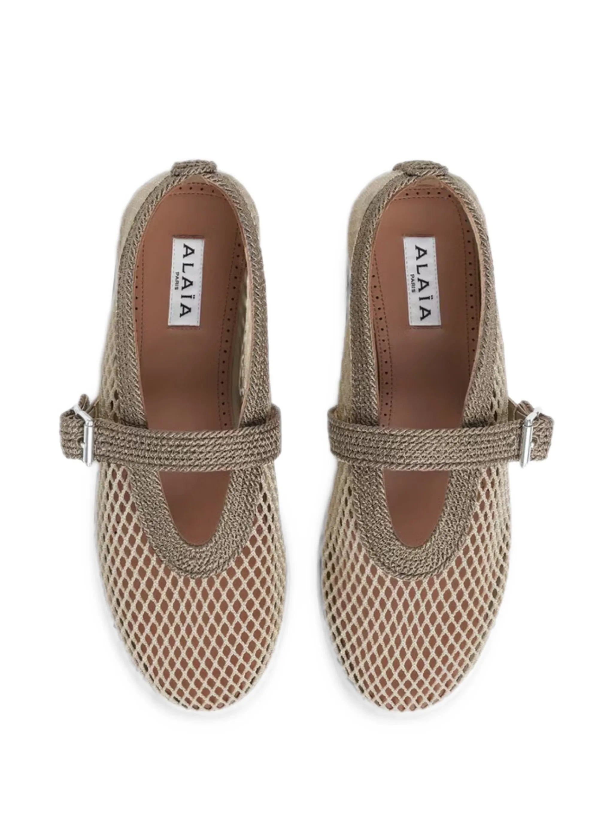 Alaïa Ballet Flats in Fishnet and Satin Cord