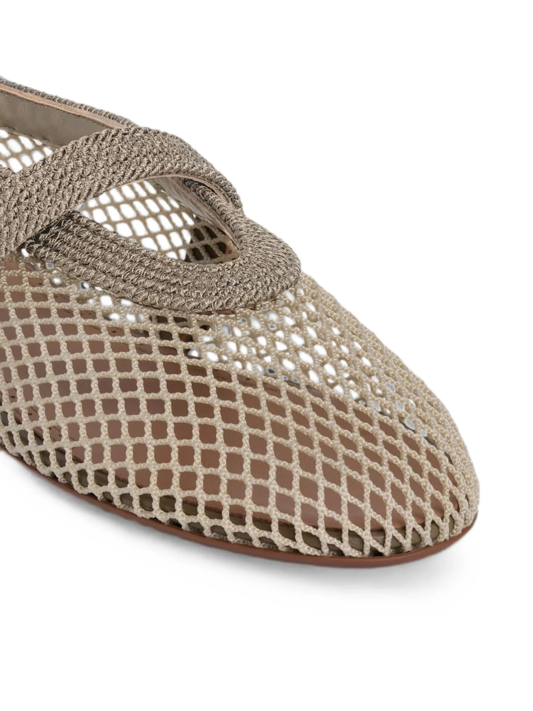 Alaïa Ballet Flats in Fishnet and Satin Cord